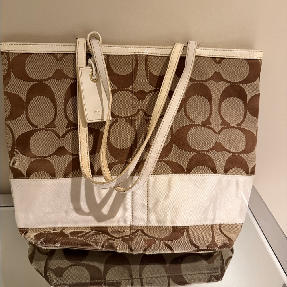 Coach Signature Brown and Cream Tote